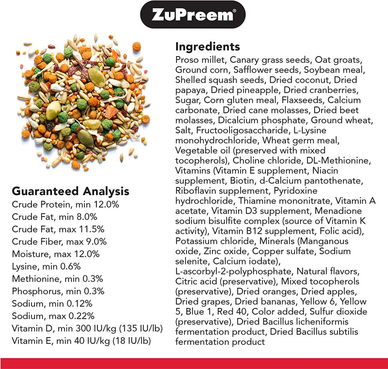 Zupreem Smart Selects Bird Food for Medium Birds, 2.5 Lb (Pack of 2) - Everyday Feeding, Cockatiels, Quakers, Lovebirds, Small Conures