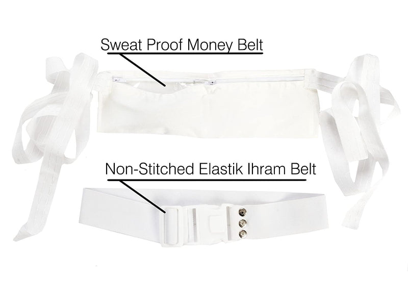 Men'S Hygienic Ihram Set with Money and Ihram Belt for Hajj and Umrah Ehram Ahram - 2 Towels and Belts - Hygienic Bamboo Cotton Towels 110 X 220Cm