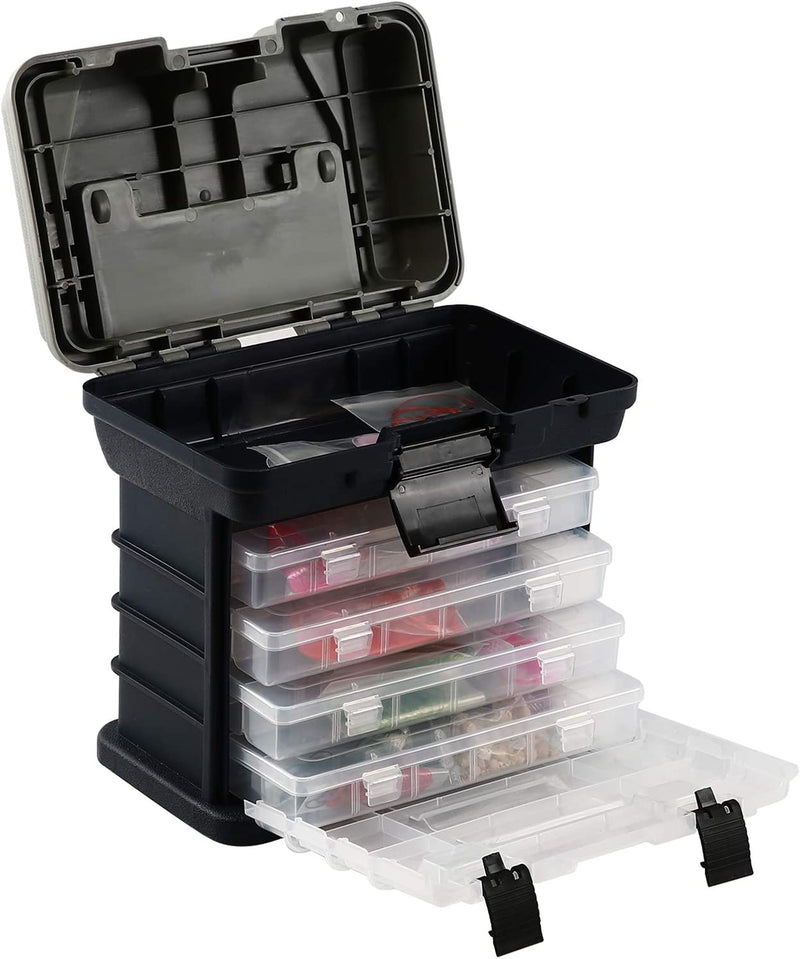 KINJOEK Fishing Tackle Box Kit, Portable 4 Layers Fishing Accessory Box Case, Fishing Tackle Storage for Fresh Water and Salt Water