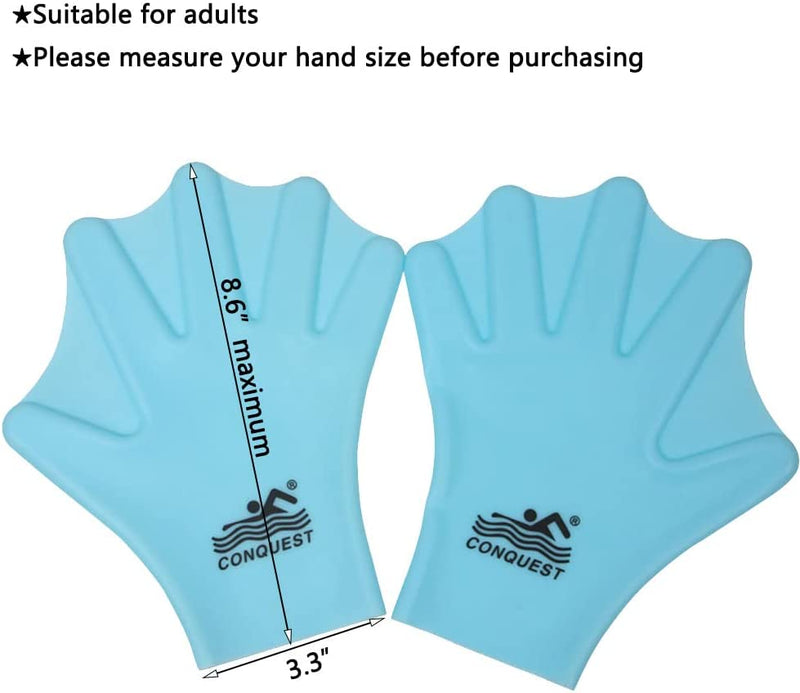 Silicone Webbed Swimming Gloves, Aqua Fit Swim Training Gloves Web Gloves Swimming, Closed Full Finger Webbed Water Gloves Unisex Adult,1 Pair