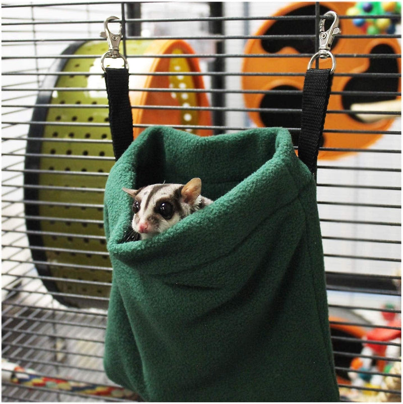 Deluxe Nest Pouch (Black) - Hanging Fleece Cage Accessory Toy - for Sugar Gliders, Squirrels, Marmosets, Hamsters, Ferrets, Birds, Rodents, Rats, Reptiles, Small Pets - Hammock, Tower, Bed, Nest