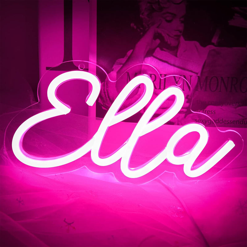 ATTNEON Pink Emma Neon Sign,Personalized LED Name Neon Light for Kids Bedroom,Birthday Party Decoration,Usb Powered Light for Wall Decor,Best Gift for Girls,Size 11.8 * 5.1 Inches(Jtld015-8)