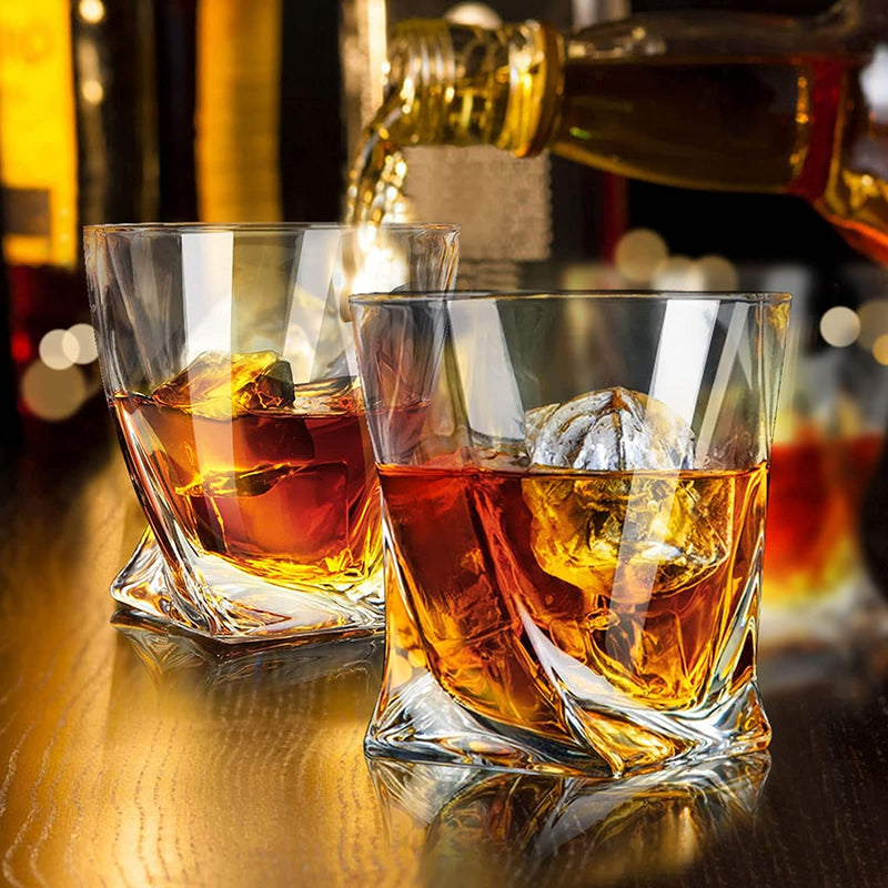 KITNATS Old Fashioned Whiskey Glasses 10 OZ Rocks Glasses Set of 4, Gift Box - Barware for Bourbon, Scotch, Rum Glasses, Whisky Cocktail Drinks for Men Women