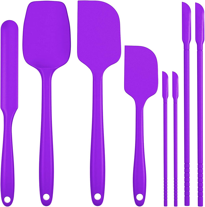 Silicone Spatula, Forc 8 Packs 600°F Heat Resistant BPA Free Nonstick Cookware Dishwasher Safe Flexible Lightweight, Food Grade Silicone Cooking Utensils Set for Baking, Cooking, and Mixing Black