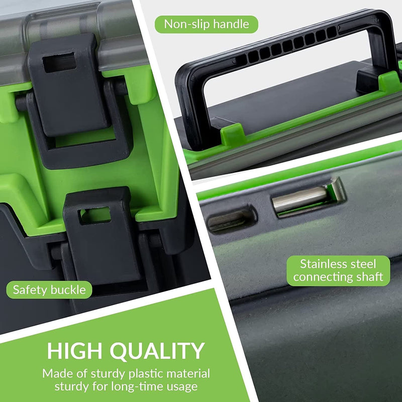 THKFISH Fishing Tackle Box Organizer Double Layer Tackle Storage Fishing Boxes Outdoor Box with Adjustable Dividers 14.96 * 10.23 * 4.5In
