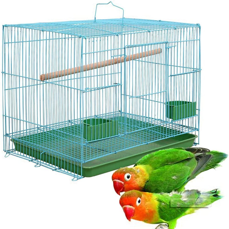 Wire Rectangular Small Cage for Small Birds and Canaries Rekord Equipped with Bird Standing Stick and 2 Semicircular Feeders Accessories