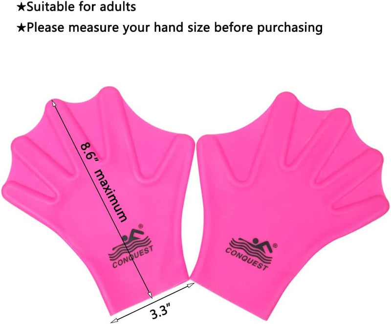 Silicone Webbed Swimming Gloves Aqua Fit Swim Training Gloves Web Gloves Swimming,Closed Full Finger Webbed Water Gloves Unisex Adult,2Pcs