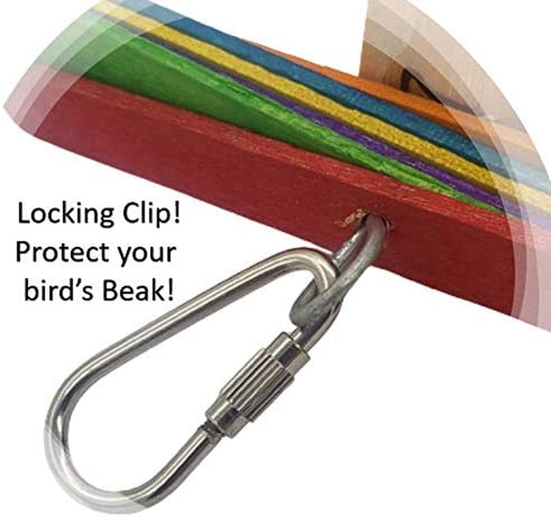 Tropical Chickens Chewing Stick with Wood Block Toy - Multicolored Natural Eco-Friendly Enrichment Toy with Bell for Bird Enrichment Conure Lovebird Cockatiels Small and Medium Birds