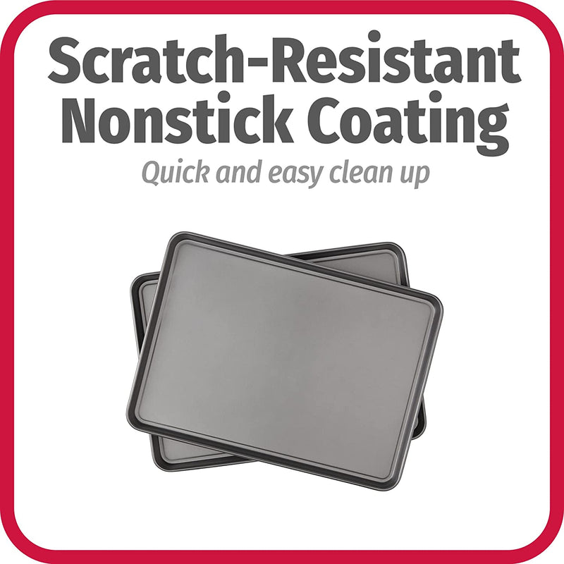 Goodcook Dishwasher Safe Nonstick Steel XL Cookie Sheet, 15'' X 21'', Gray, Set of 2 (42050)