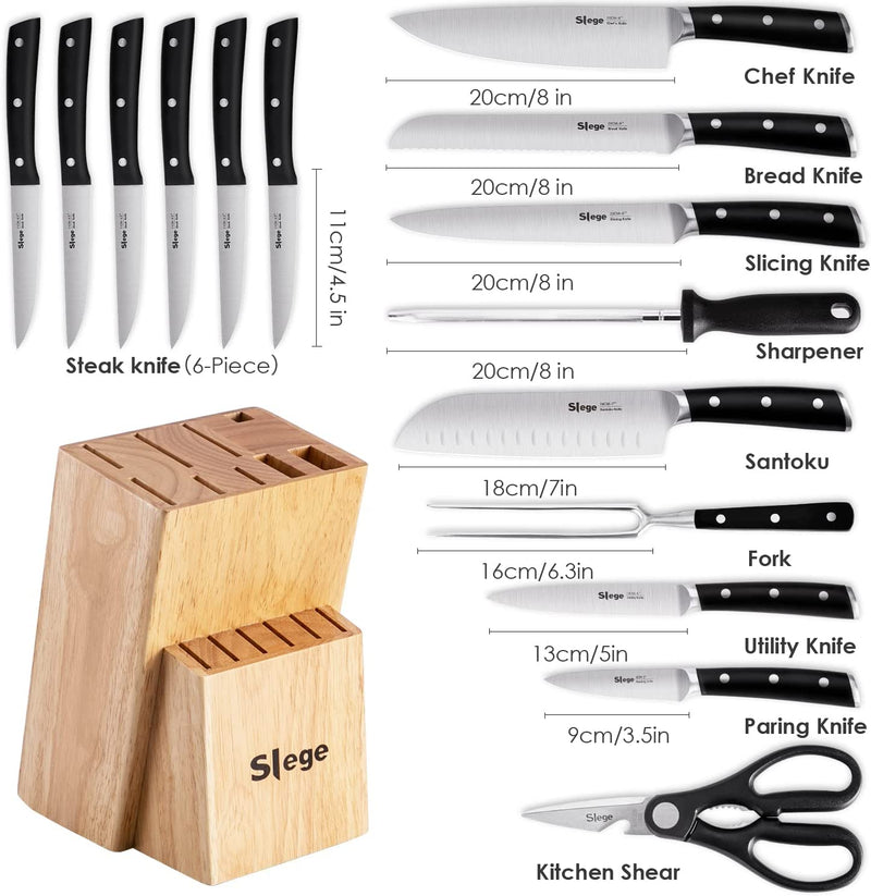 Knife Set,16 Pieces Kitchen Knife Set with Wooden Block Forged High Carbon Stainless Steel,Sharp Chef'S Knives for Kitchen,Block Knife Sets