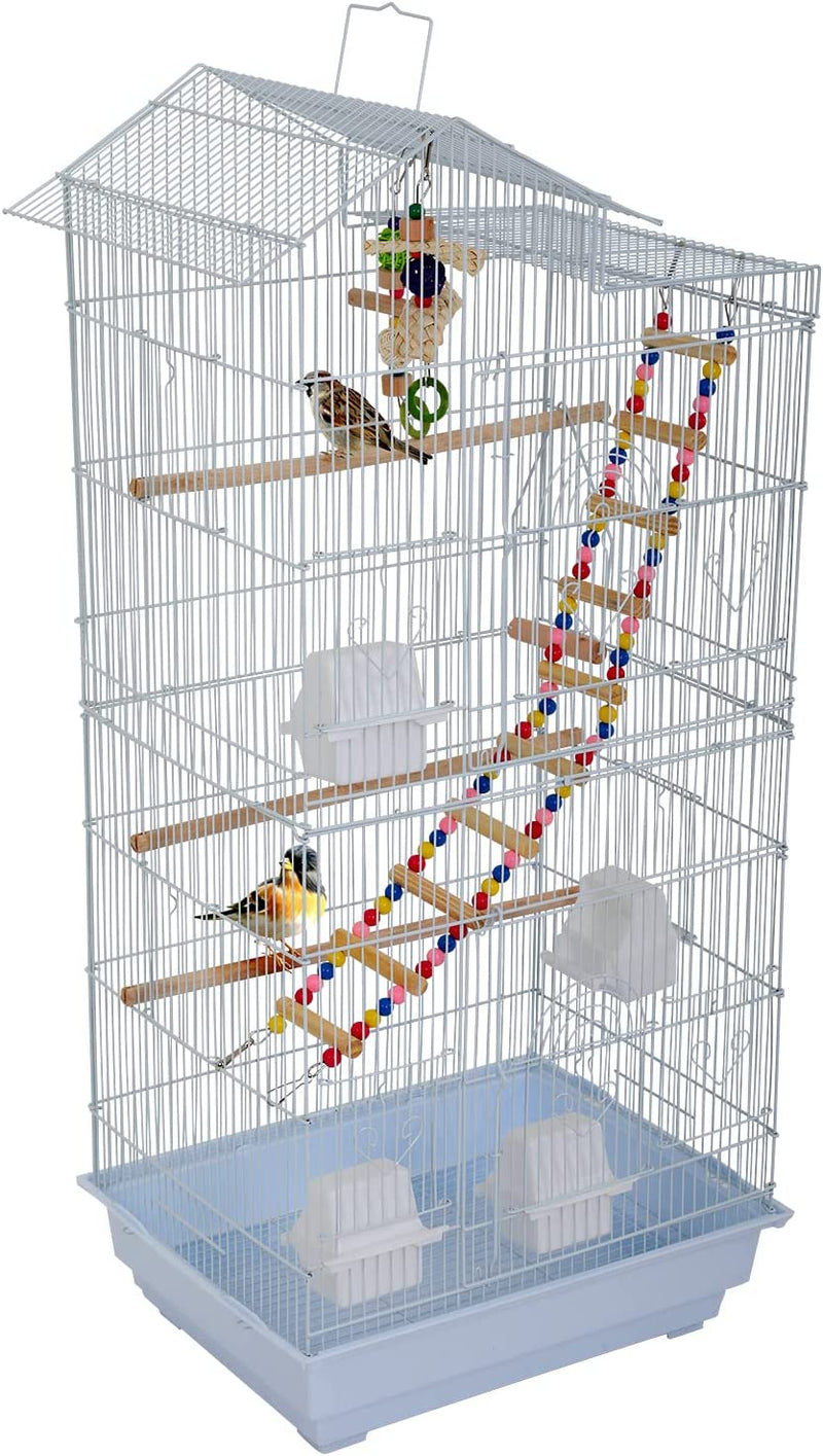 HCY, Bird Cage, Parrot Cage 39 Inch Parakeet Cage Accessories with Bird Stand Medium Roof Top Large Flight Cage for Small Cockatiel Canary Parakeet Conure Finches Budgie Lovebirds Pet Toy