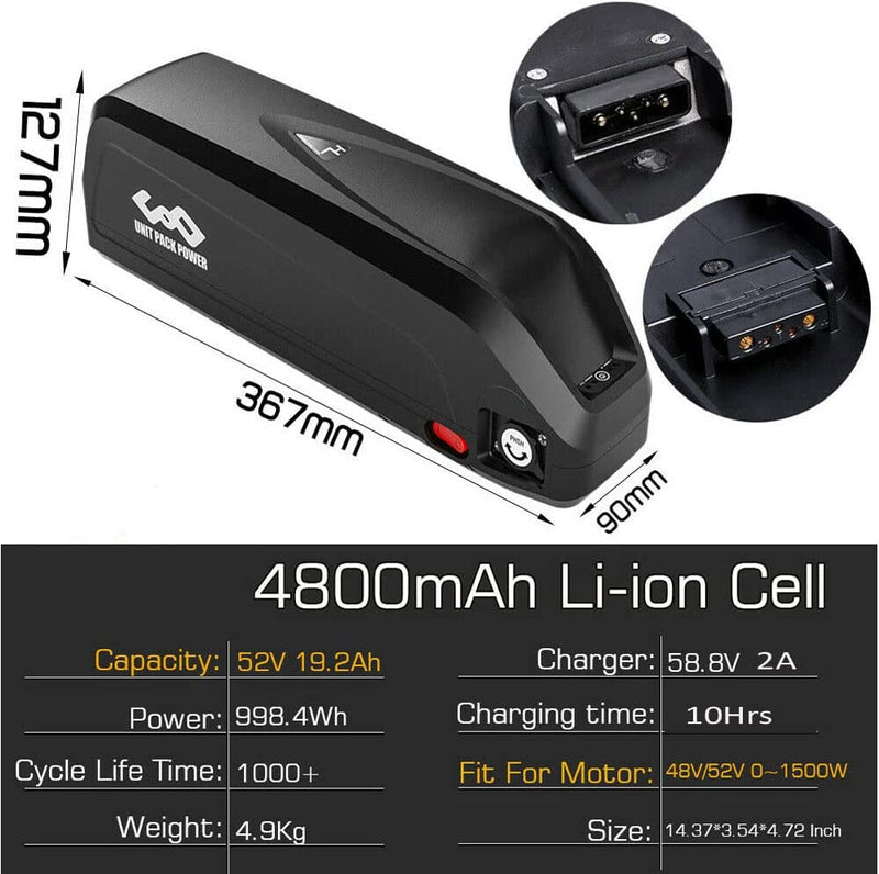 UPP Official(2-5 Days Delivery) 21Ah/ 17 Ah 13Ah Shark/Jumbo Battery - Electric Bike Lithinum Ion Battery for 1500W/1200W/1000W/750W Bafang/Voilamart and Other Motor(W/Charger & BMS Board)