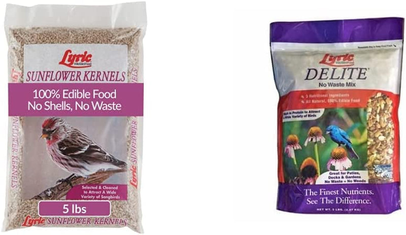 Lyric Sunflower Kernels Wild Bird Seed No Waste Bird Food Attracts Finches & More 25 Lb. Bag