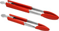 Rachael Ray Lil' Huggers Dishwasher Safe Lazy Locking Cooking Tongs / Salad Serving Tools / Multi Purpose - 2 Piece, Red