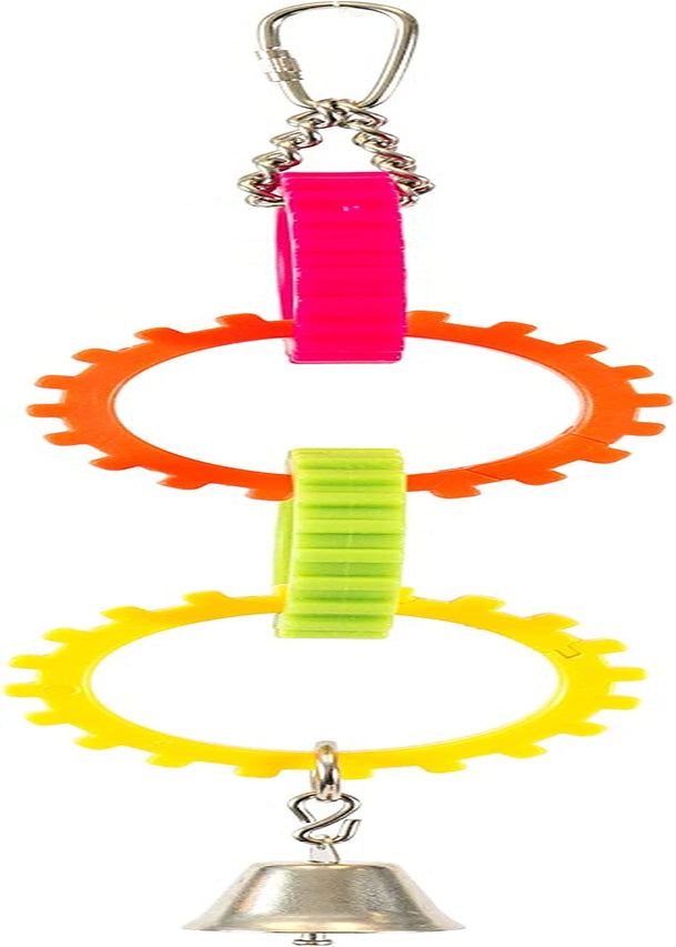 Penn-Plax Multicolored Gear Rings Bird Toy with Metal Bell – Great for Parakeets, Cockatiels, Lovebirds, Parrotlets, Conures, and Other Small to Medium Birds