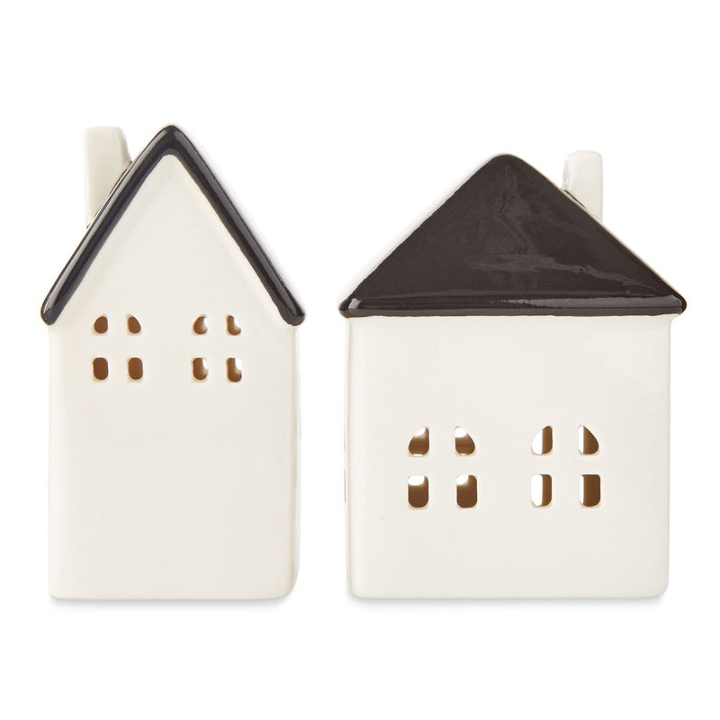 Holiday Time White House Black Roof Tabletop Christmas Decorations, 2 Pack