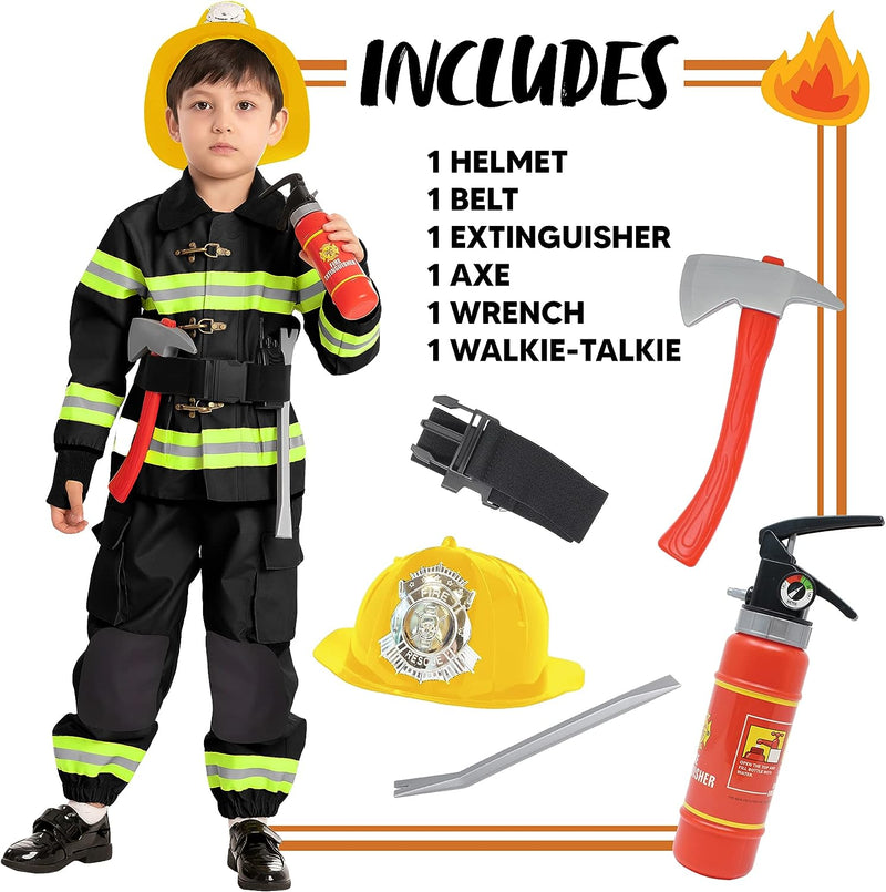 Spooktacular Creations Child Unisex Red Fireman Costume for Halloween Dress Up-3T
