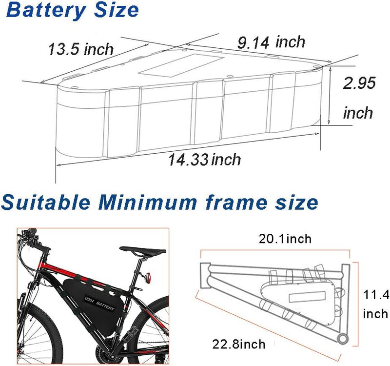(US Warehouse) Ebike Battery 48V/36V/52V 20Ah Triangle Battery Pack for 500W/750W/1000W/1200W/1500W/1800W Adult Electric Bike Conversion Kit Removable Large Capacity Lithium Battery