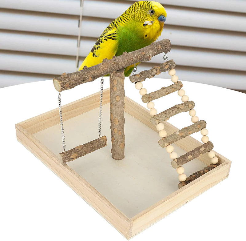 Bird Perch Stand, Parrot Play Stand Rack, Durable Wearresistant Wooden for Budgerigar Crested Myna Lovebird Cockatiel