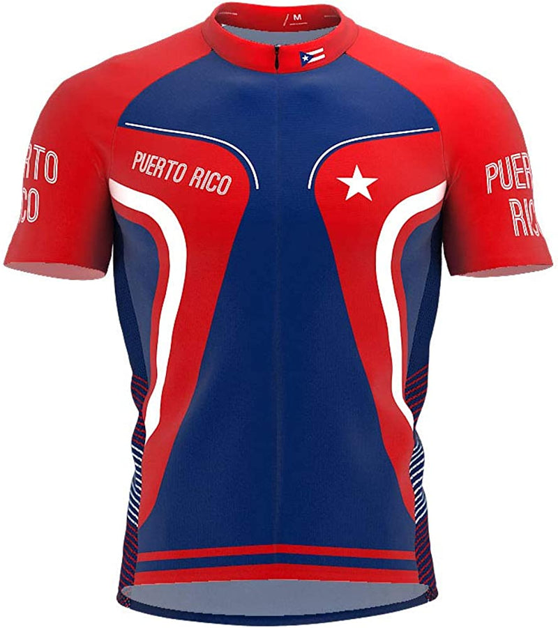 Puerto Rico Bike Short Sleeve Cycling Jersey for Men