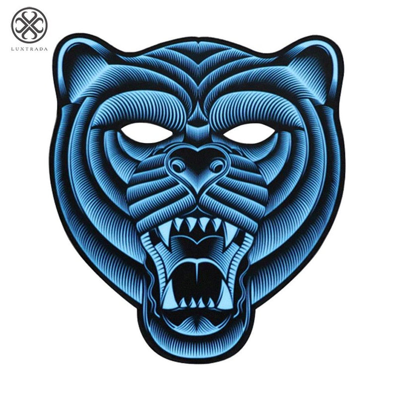 Luxtrada Sound Reactive LED Light up Halloween Mask Dance Rave EDM Party Cosplay (Panther)