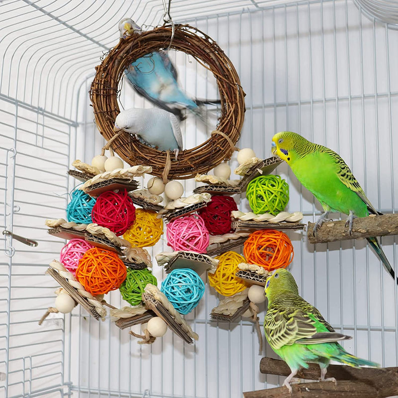 Kewkont Bird Parrot Toys, All Natural Corn-Skinned Parrot Chewing and Climbing Toys, Safe and Non-Toxic for Small Parrots, Budgies, Parakeets,Conures,Macaws, Lovebirds