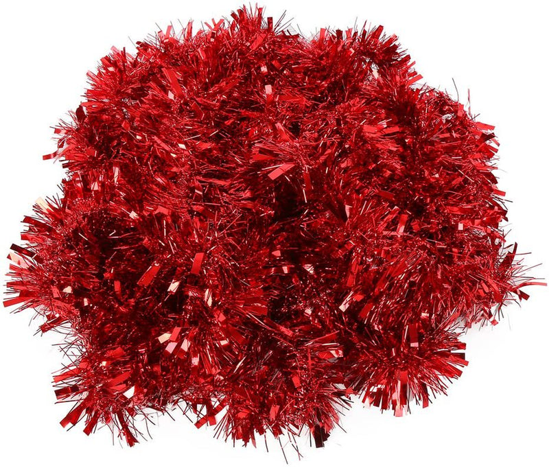 Red Tinsel Garland Christmas Tree Decorations Wedding Birthday Party Supplies for 16.5 FEET Long