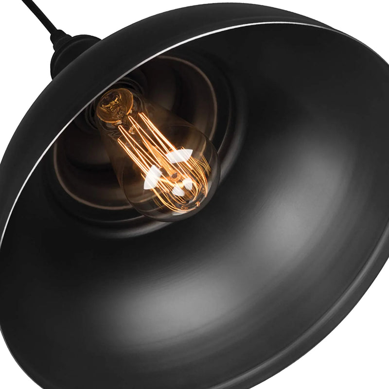 Yeleeino Indoor Pendant Lamp, Retro Black Finish E26 1-Light Ceiling Pendant Light Hanging Light Fixture Plug in Cord with On/Off Switch