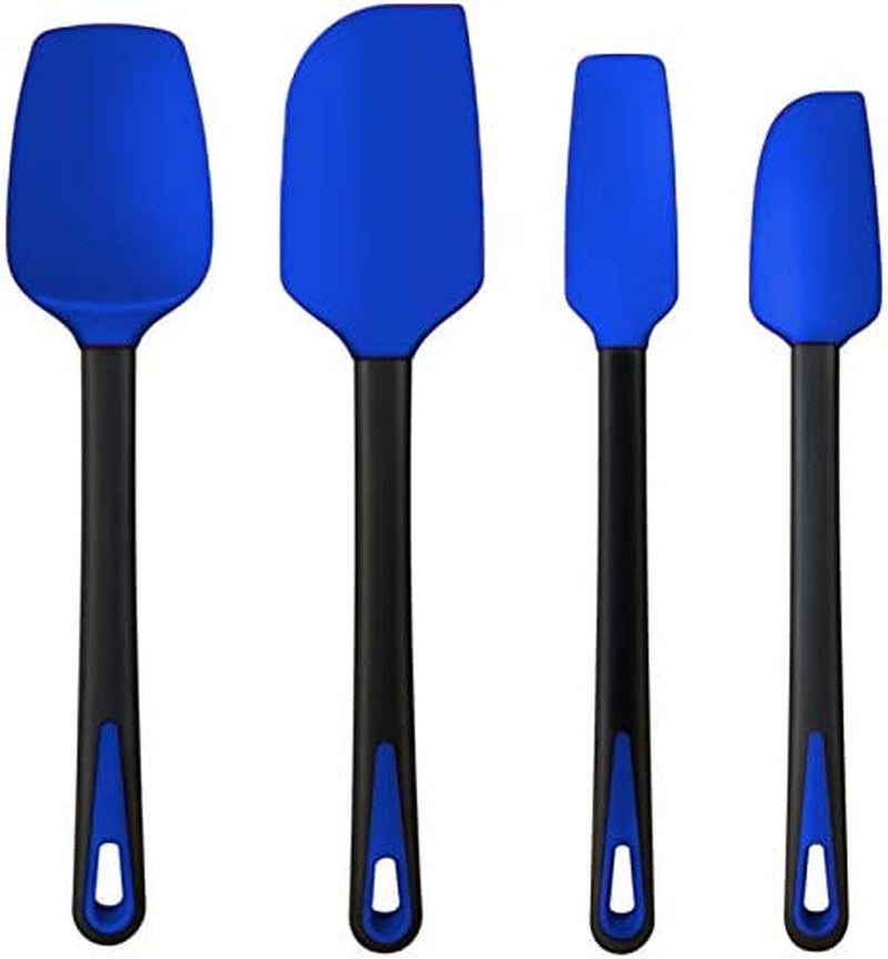 TEEVEA Silicone Spatula Set, 4Pcs Spatulas Silicone Heat Resistant Rubber Jar Spoon Spatula Kitchen Utensils Non-Stick Kitchen Tools for Scraping Cooking Baking Mixing