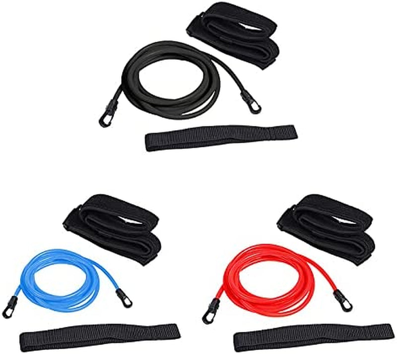 Adjustable Swimming Training Belt Swim Tether Ankle Bands Stationary Bungee Cords Elastic Resistance Rope Static Harness Equipment Kit Strength Training Tools for Adult