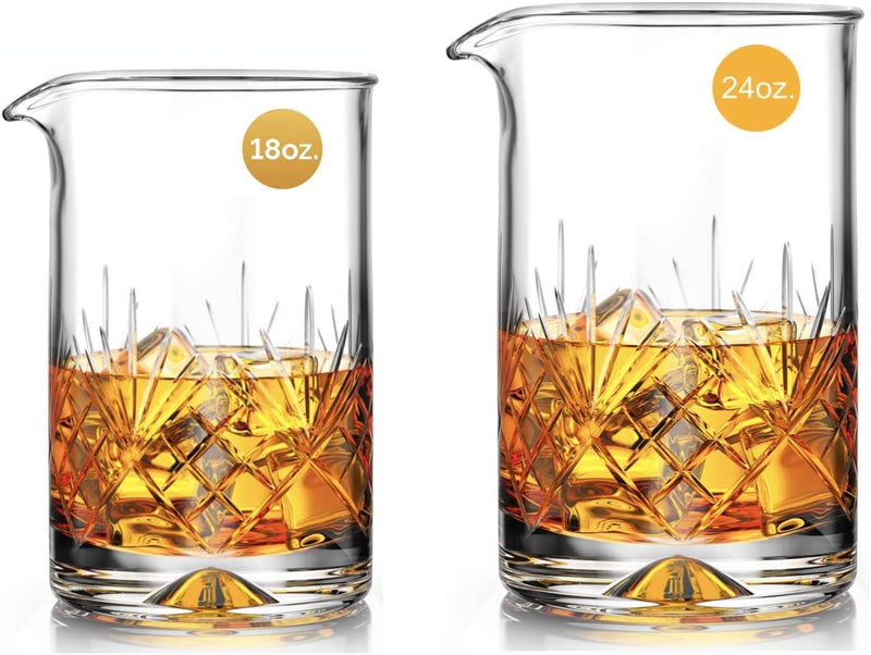 MOFADO Crystal Cocktail Mixing Glass - 18Oz 550Ml - Thick Weighted Bottom - Premium Seamless Design - Professional Quality