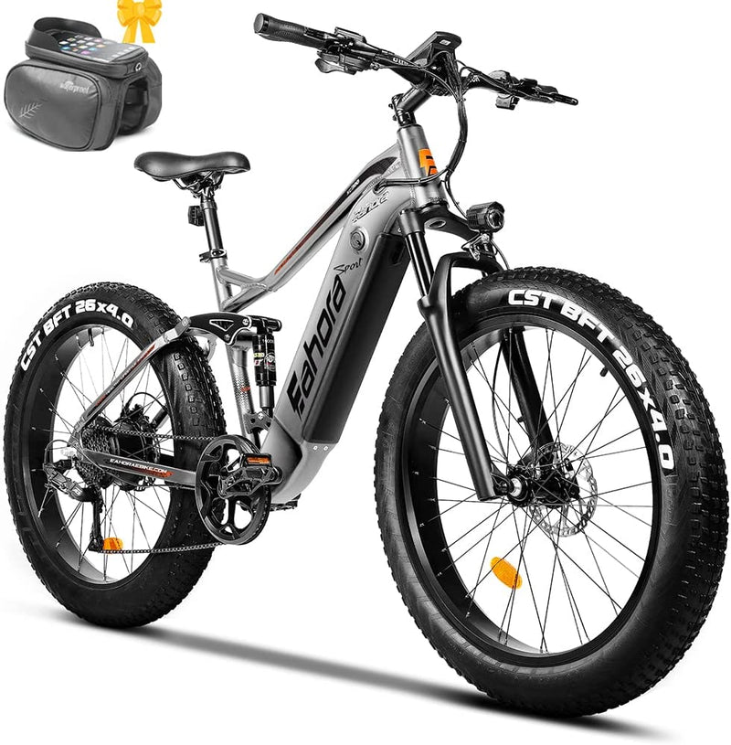 Eahora 30Mph XC300 750W Electric Mountain Bike 26'' Electric Bike for Adults 48V 16AH/20AH Battery, Snow Beach Mountain Ebike Dual Suspension, Color LCD Display Cruise Control 8-Speed