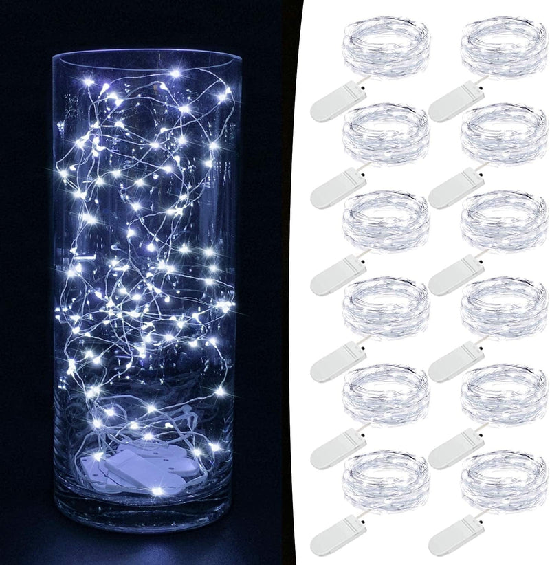 Fairy Lights Battery Operated [12 Pack], 7.2Ft 20 LED Battery Operated Christmas Lights | Centerpiece Table Decoration, Wedding or Party Decorations Indoor Outdoor, Mini Christmas Lights, Warm White