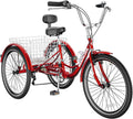 H&ZT Tricycle for Adults, 3 Wheeled Bikes for Adults，Trike Cruiser Bike, W/Large Basket & Maintenance Tools & Shimano Derailleur & Parking Brake Handle