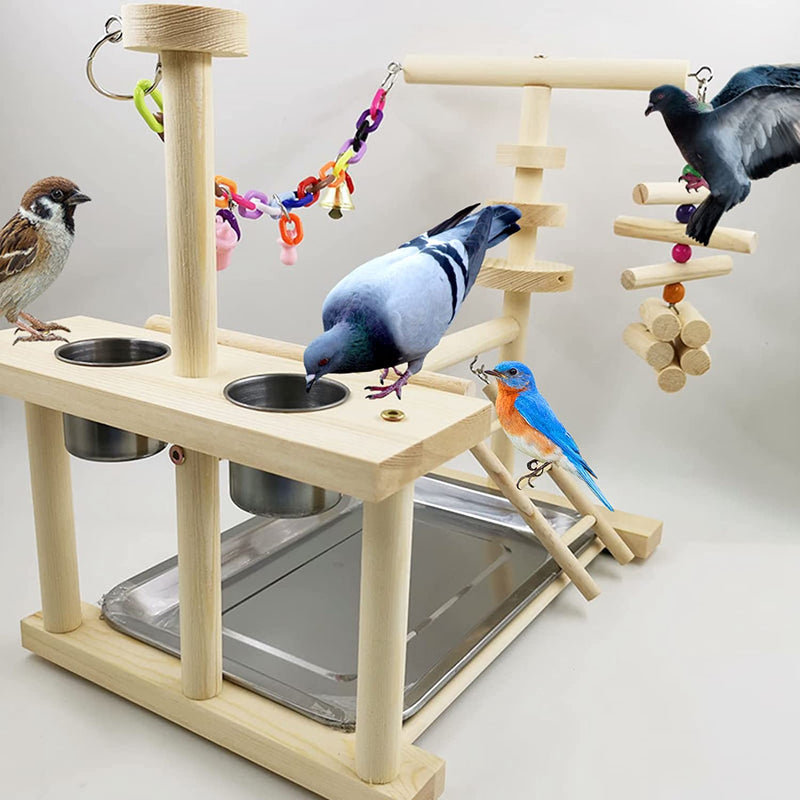 UGPLM Bird Perches Nest Play Stand Gym Parrot Playground Playstand Swing Wood Climb Ladders Wooden Conures Parakeet Macaw