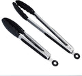 Cooking Tongs,Stainless Steel BBQ and Kitchen Tools with Silicone Tips,Set of 2 - 9,12 Inches - Black