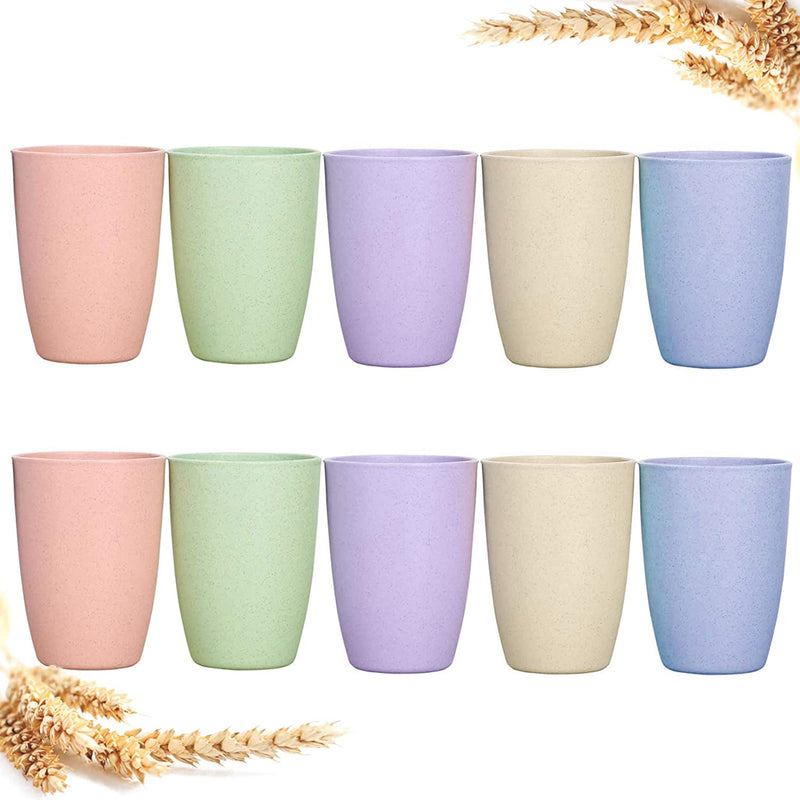 Eco-Friendly Unbreakable Reusable Drinking Cup (12 OZ), Wheat Straw Stackable，Biodegradable Healthy Tumbler Set 15, Reusable Bathroom Drinking Cup，Dishwasher Safe