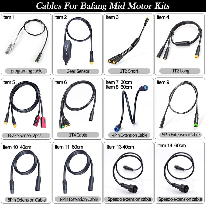 BAFANG Extension Cable 4Pin Plug Connector BBS Ebike Conversion Kit (4Pin Connector 60Cm)