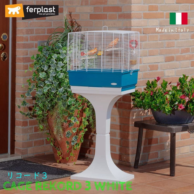 Ferplast Rekord 3 Bird Cage with Pearly White Bars with Accessories, Medium
