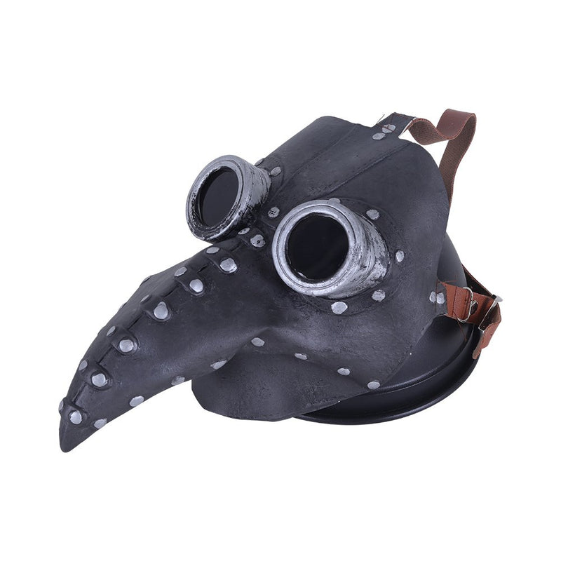Natural Latex Plague Doctor Mask Long Nose Beak Cosplay Costume, Steampunk Bird Masks Costume Props for Masquerade Party (Black Sliver)