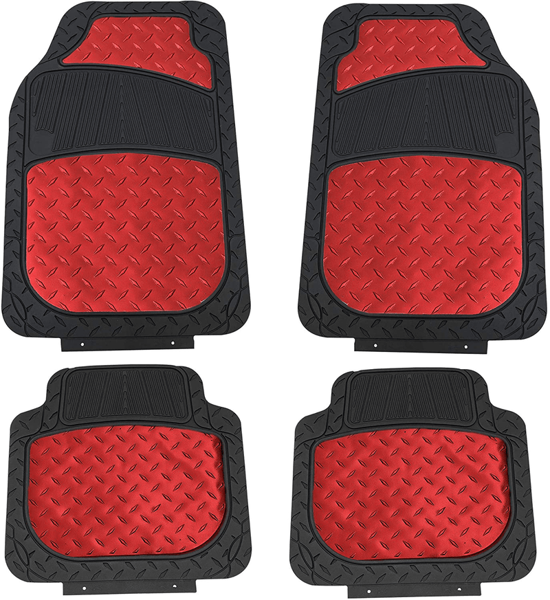 FH Group F11315RED Red Floor Weather Rubber Mats for Cars, Trucks, and SUVs, Universal Trim to Fit Design
