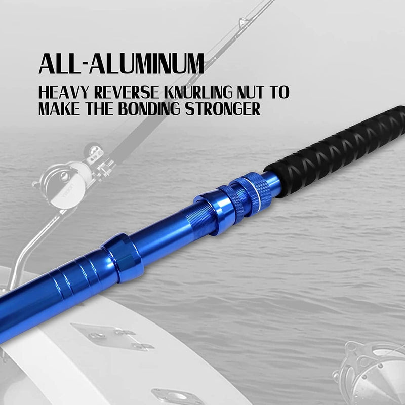Fiblink 2-Piece Saltwater Offshore Heavy Bent/Straight Butt Trolling Rod Roller Rod Conventional Boat Fishing Pole with Roller Guides (30-50Lb/50-80Lb/80-120Lb,5-Feet 6-Inch)