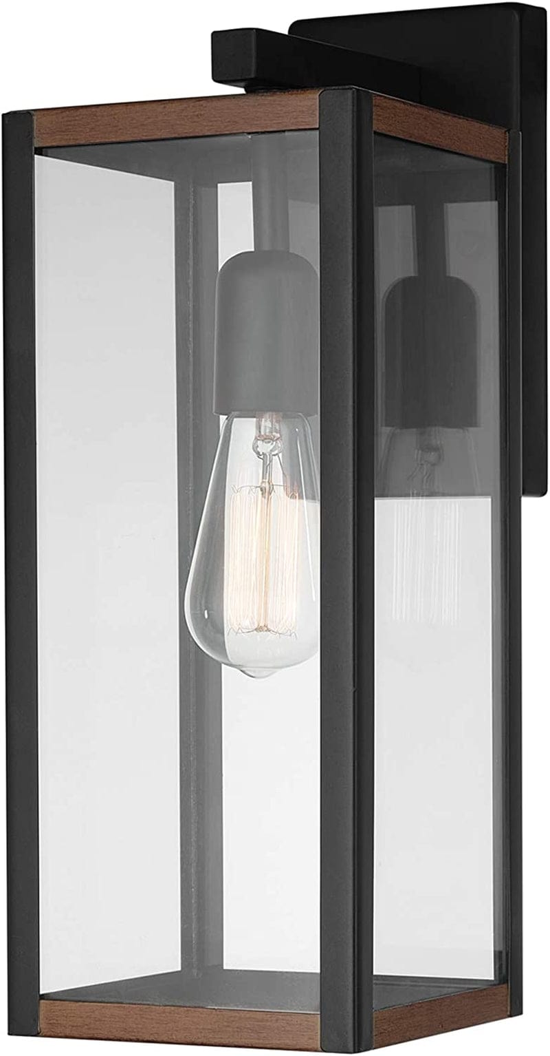 Globe Electric 44176 1-Light Outdoor Indoor Wall Sconce, Matte Black, Glass Panes, Weather Resistant, Wall Lighting, Wall Lamp Dimmable, Kitchen Sconces Wall Lighting, Home Improvement, Porch Light