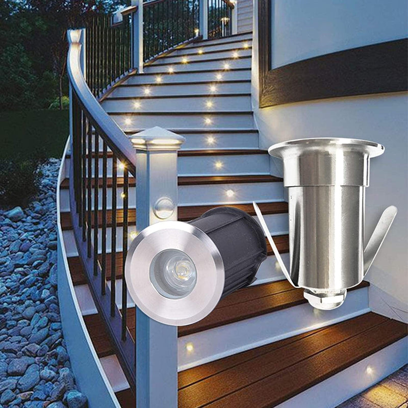 GUODDM Led Spotlight - LED Swimming Pool Underwater Light, 1W/3W IP68 Waterproof LED Stair Spotlight Outdoor Recessed LED Spotlight 12V&24V Safety Voltage for Stairs, Driveways, Swimming Pools