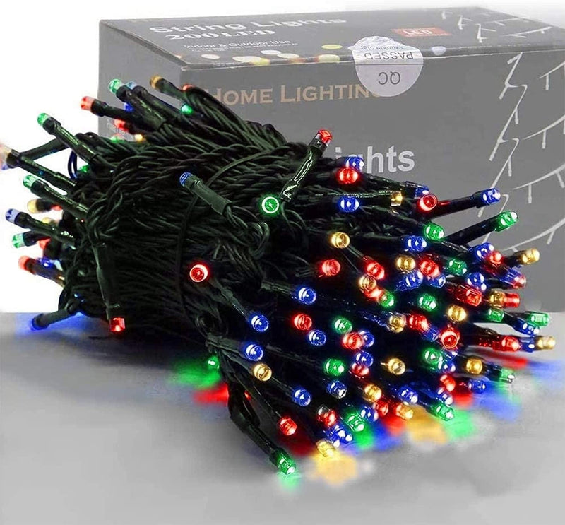 HOME LIGHTING 66Ft Christmas Decorative Mini Lights, 200 LED Green Wire Fairy Starry String Lights Plug In, 8 Lighting Modes, for Indoor Outdoor Xmas Tree Wedding Party Decoration (White)