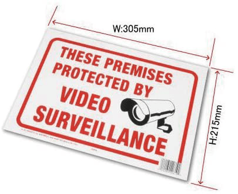 Hy-Ko Products 20619 Surveillance Plastic Sign 8.5" x 12" Red/White
