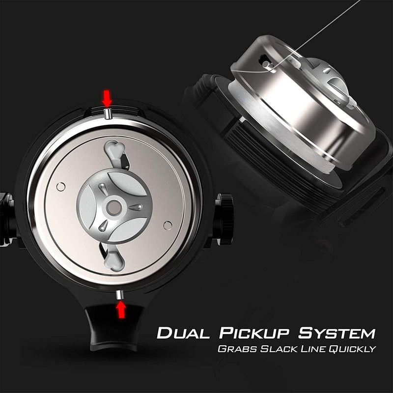Kastking Brutus Spincast Fishing Reel,Easy to Use Push Button Casting Design,High Speed 4.0:1 Gear Ratio,5 Maxidur Ball Bearings, Reversible Handle for Left/Right Retrieve, Includes Monofilament Line.