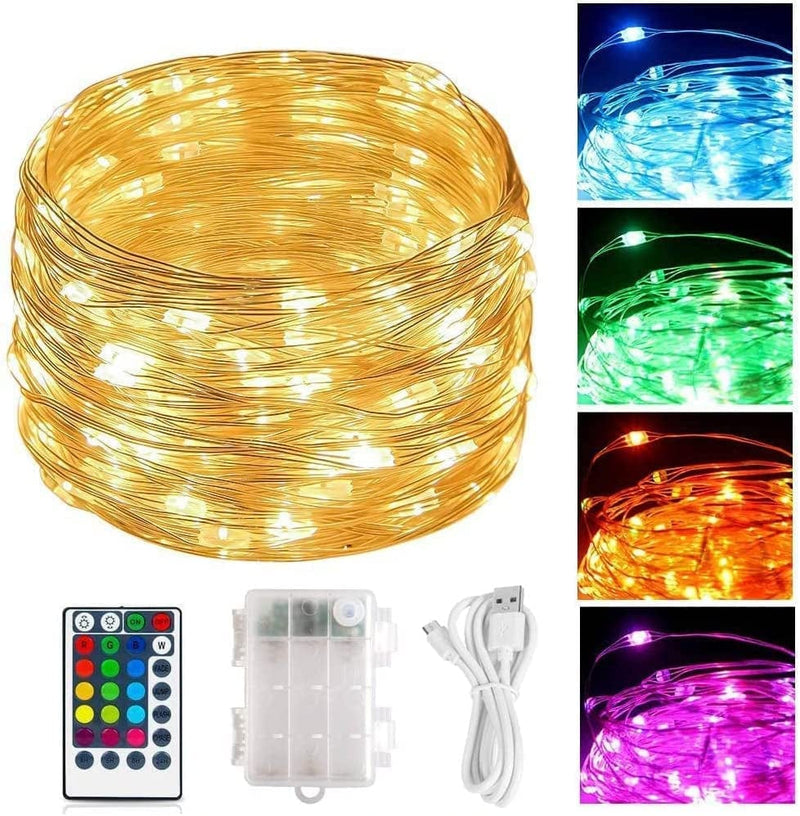 Led Fairy Lights Battery Operated 39Ft 120 LED Color Changing String Lights with Remote, Battery Powered Twinkle Fairy Lights for Bedroom Indoor Outdoor Halloween Lights Wedding Christmas Decoration