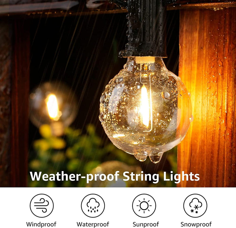 Lepro Outdoor String Lights, 50Ft Hanging Patio Lights with 25 Shatterproof LED Edison Bulb, Waterproof G40 Globe Bistro Lights, Backyard String Lighting for Deck, Pergola, Porch, Garden, Gazebo, Café