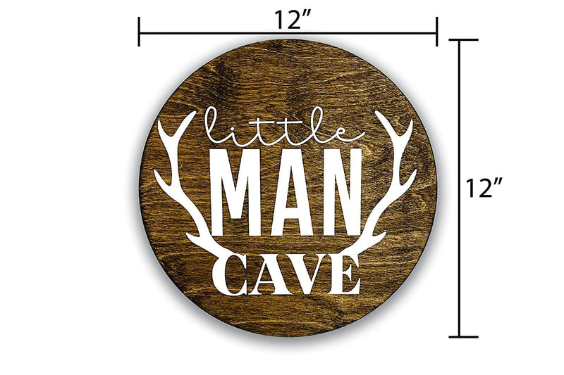 Little Man Cave, 12" Wood Wall Sign for Nursery, Bedroom, Living Room, Rustic Home Decor, Crib Decorations, Woodland Aesthetic, Gift for Newborn Boys, New Mom, Handmade, Hickory Hollow Designs